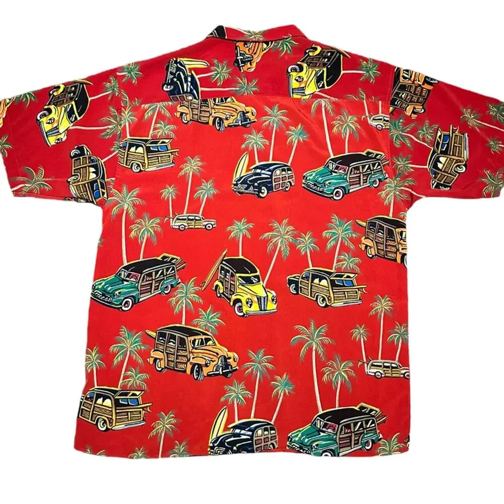 Koman Mens XL Red Short Sleeve Tropical Woody Casual Shirt - Picture 2 of 5